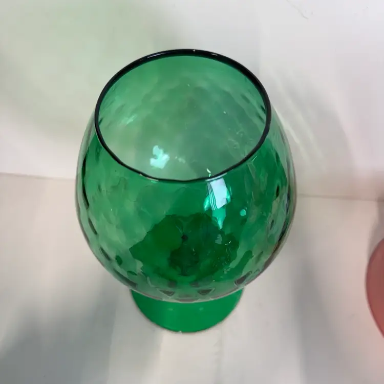 Empoli Green Optic Diamond Glass Snifter Vase