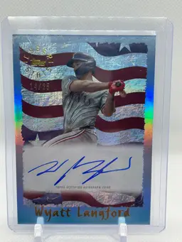 Wyatt Langford 2025 Topps Archive Cyber Stats Auto /25 Texas Rangers