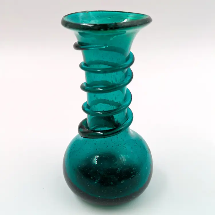 MCM Hand Blown Teal Glass Vase Scotland