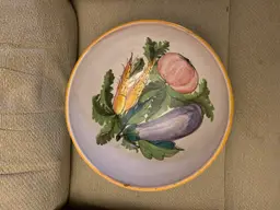 Italian Pottery Bowl With Vegetables 10 3/4 X 4 Inches