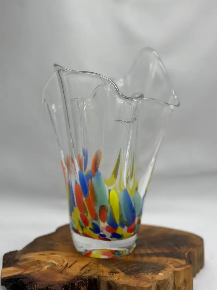 Polish Glass Handkerchief Blown Glass Confetti Design Base Made In Poland