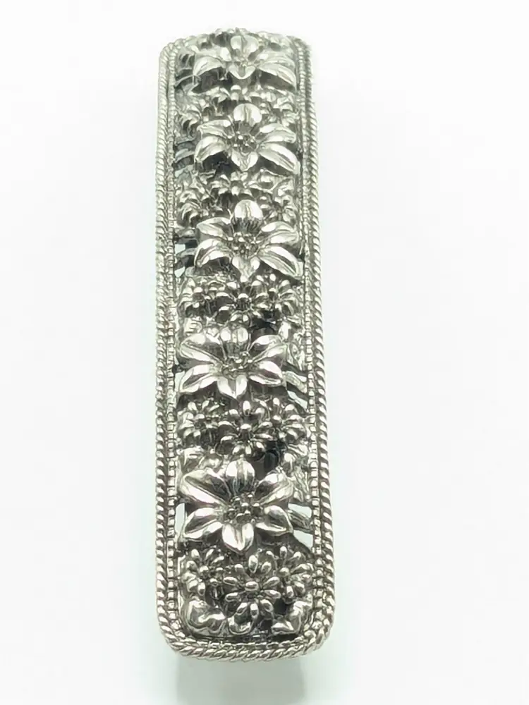 Silver Tone Floral Design Barrette French Hair Jewelry