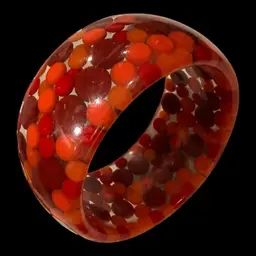 Lucite Injected Polka Dot Chunky Bangle Bracelet 2.75” Opening