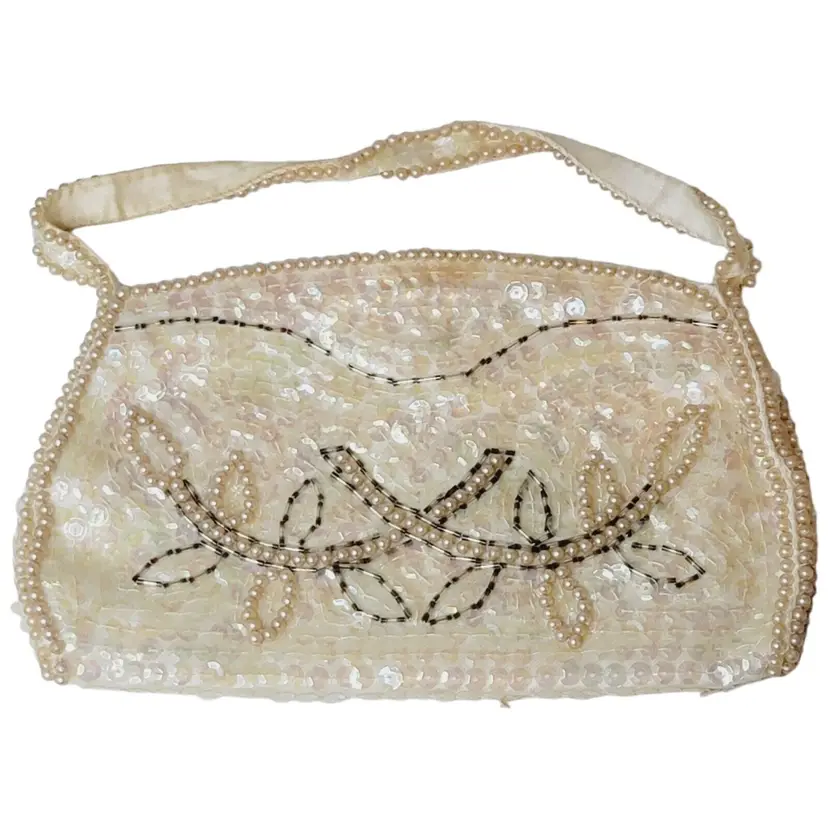 Vintage La Regale Sequin And Faux Pearl Clutch
