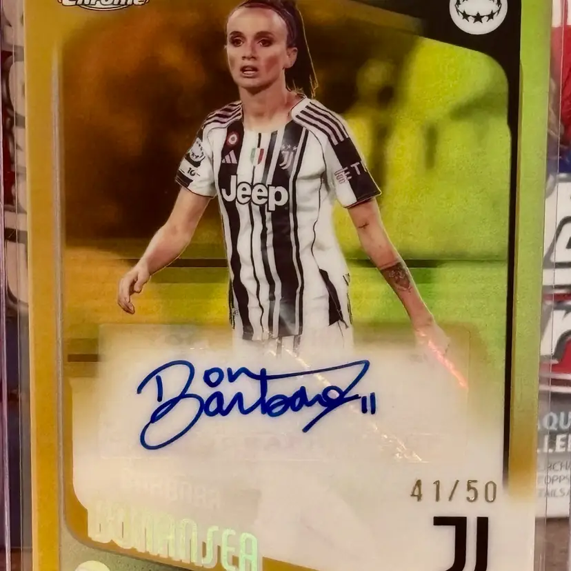 Barbara Bonansea 2025/26 Topps Chrome UWCL Chrome Autograph Gold /50 Juventus Italy