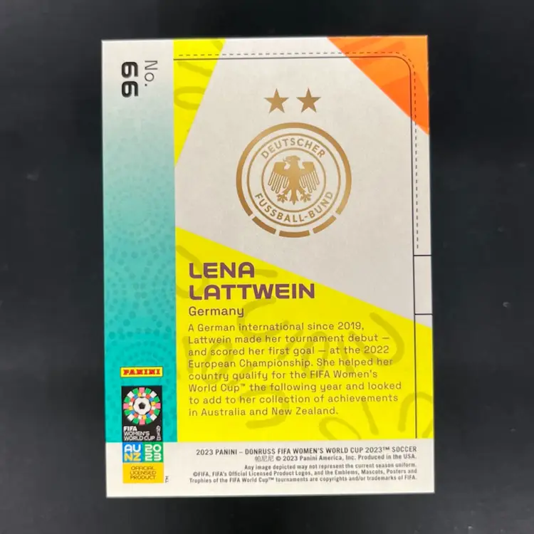 Lena Lattwein 2023 Donruss Women’s World Cup Orange /49 Soccer Card