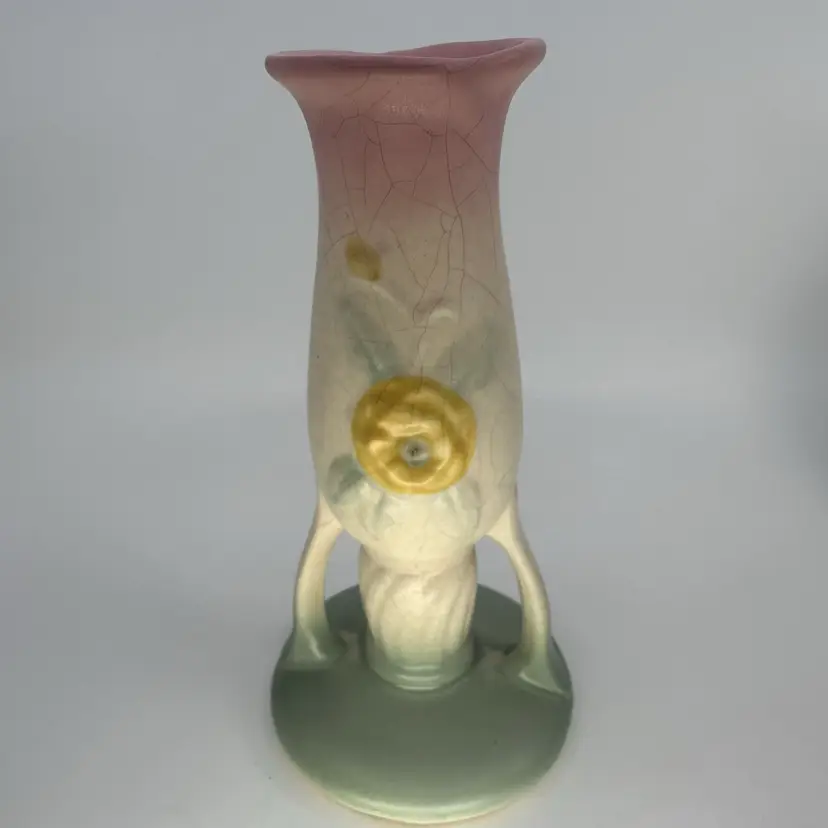 Vintage Hull Pottery Camilla Vase Blue/Pink 8”