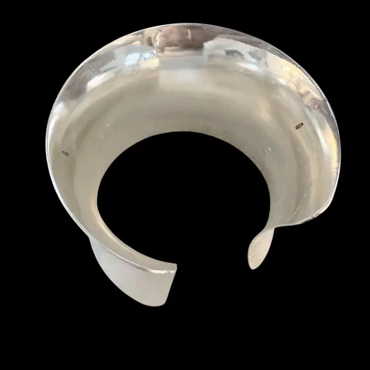 Brushed Silvertone Metal Modernist Wide Cuff Bracelet 2.25”