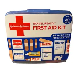 Band-Aid Travel Portable Emergency First Aid Kit for Minor Wound Care W /80 Pcs