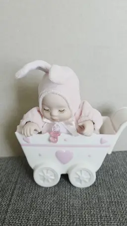 Vintage Music Box Baby in a Bunny Suit - Plays "Hush Little Baby"