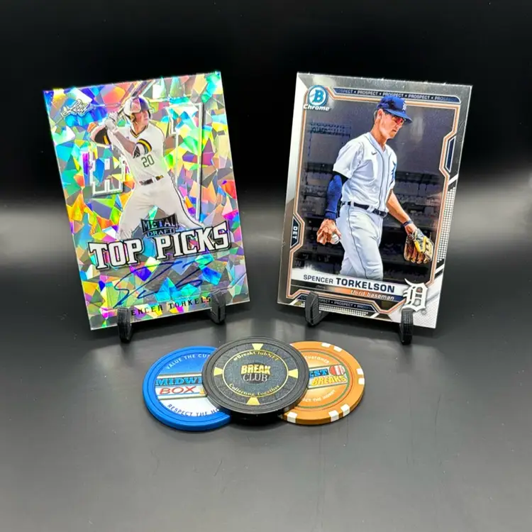 Spencer Torkelson 2020 Leaf Silver Crystals Auto And 2021 Bowman Prospects Image Variation SSP DETROIT TIGERS