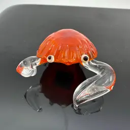 Art Glass Orange Crab Figurine