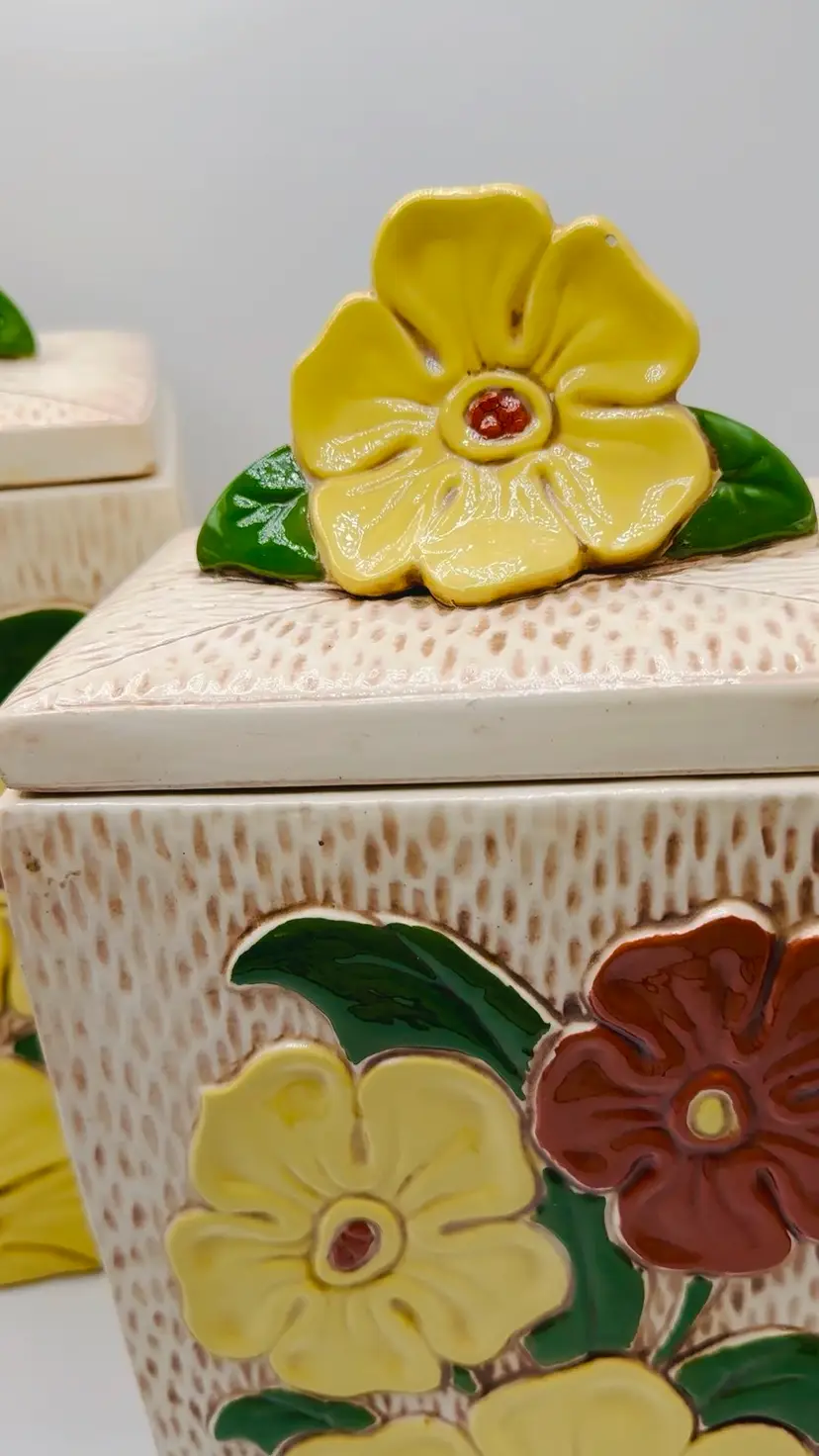 Vintage 1960s/70s Ceramic Floral Canisters