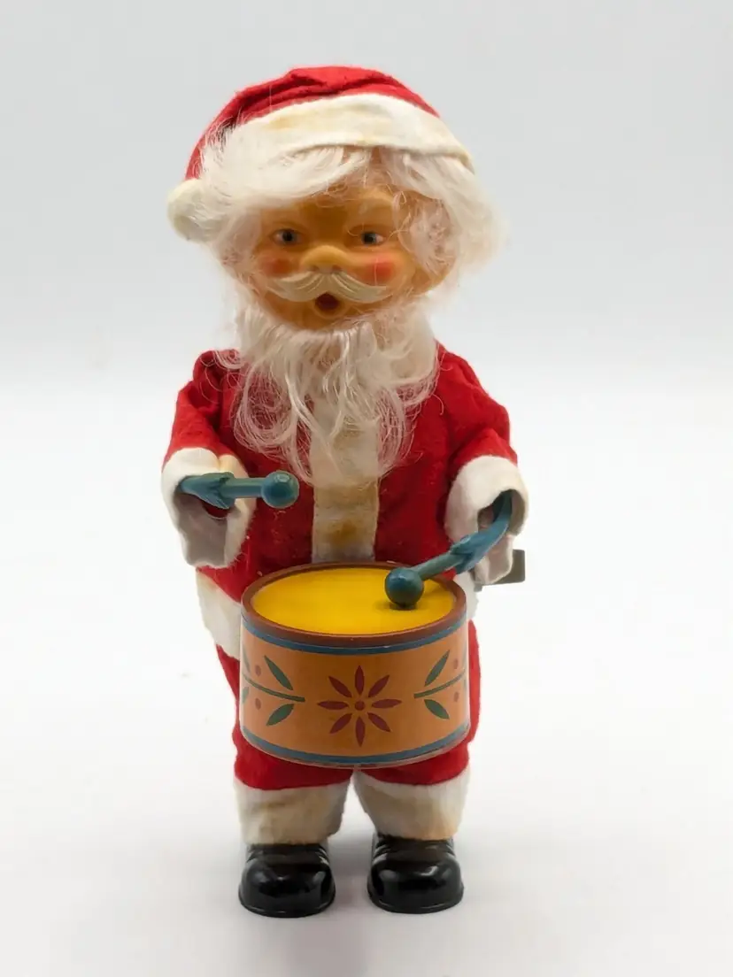 Vintage Santa Claus Drummer  Wind-Up Figurine Holiday Decor