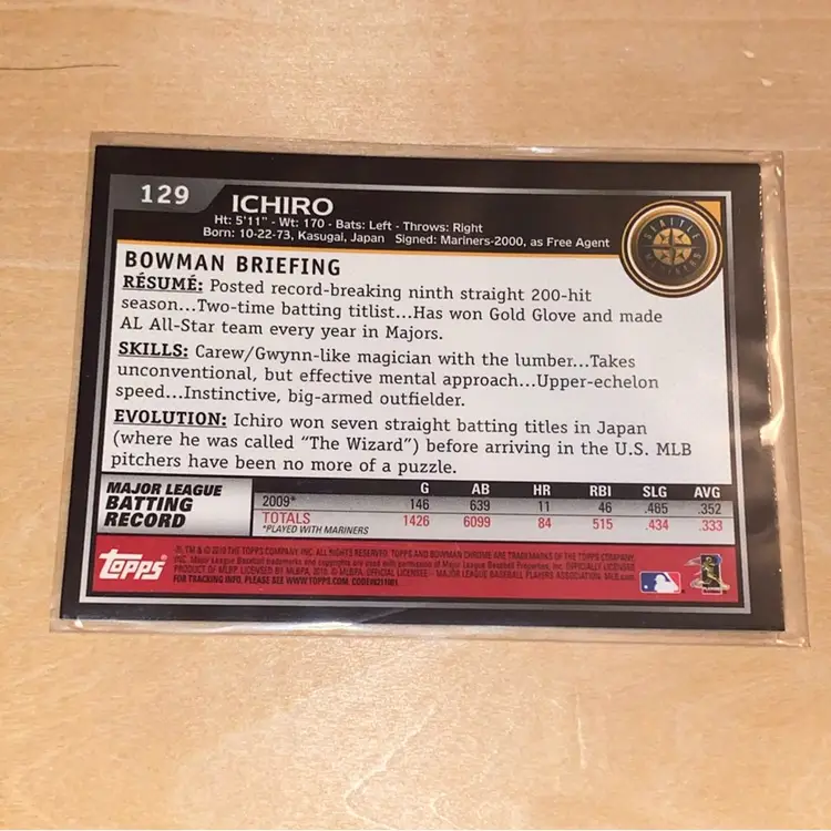 Ichiro autograph baseball card