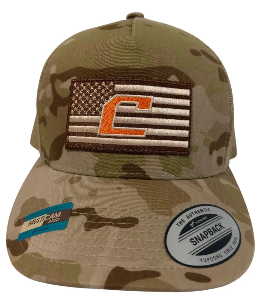 Costa Defense American Flag Patch Sand Color Camouflage Unisex Snapback - NWOT