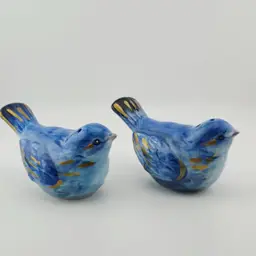 Lisa Audit signed Blue Bird Hand-Painted Salt and Pepper Shakers