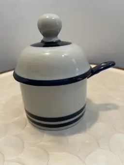 Dansk Blue Mist Jam Condiment Jar W/lid & Spoon Japan