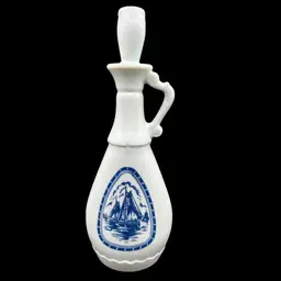 #247B 1963 Jim Beam Delft Blue Ship Sailing and Windmill. Empty Decanter Bottle. A Part of the ‘Beams Choice’ Line
