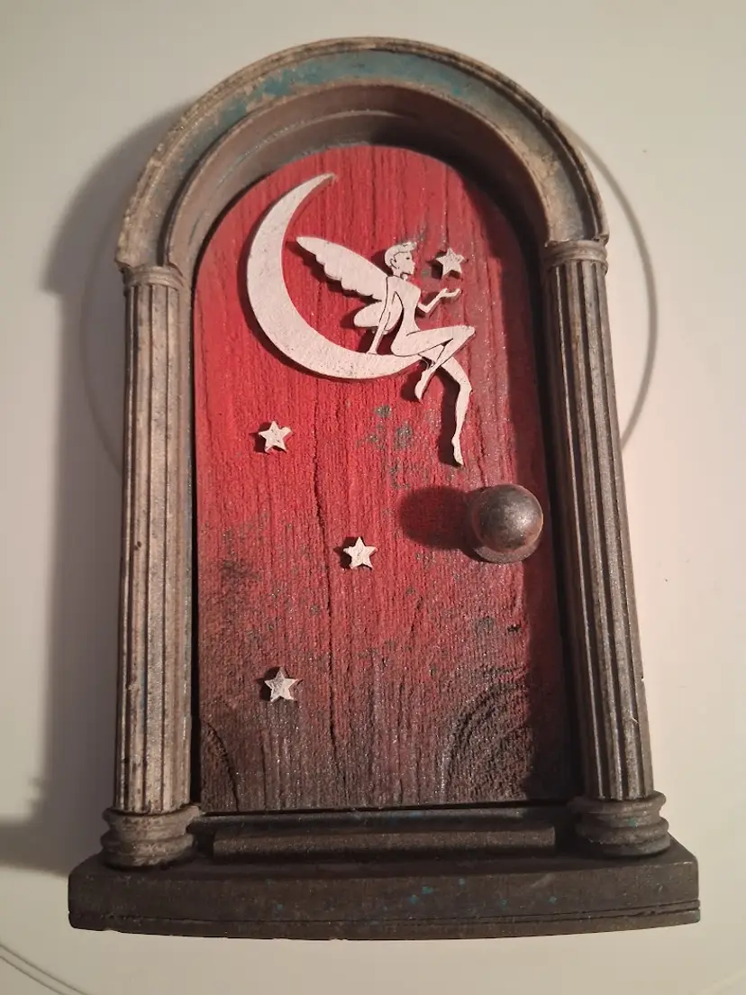 Magnetic Handmade Fairy Pixie Door in Pink