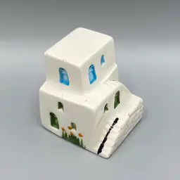 Vintage Miniature Ceramic German House with Tulips