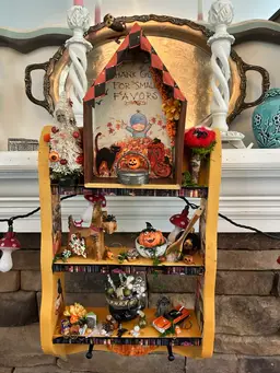 Handmade Halloween Shelf With Ghostly Miniatures