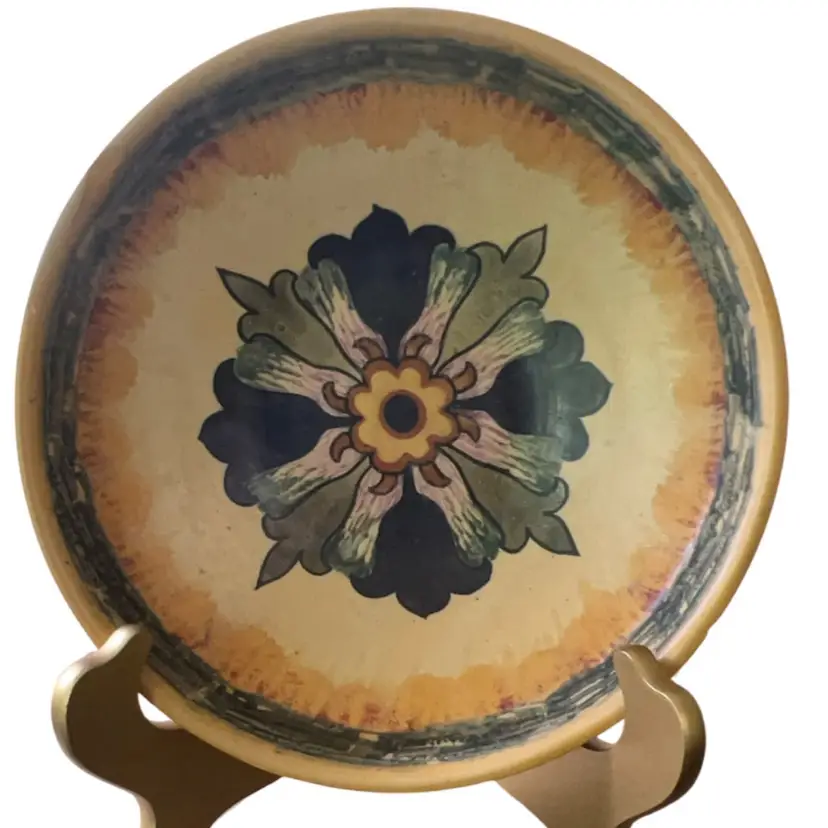 Antique Weller Barcelona Squat Vase Bowl 9” x 2.5”Callouts