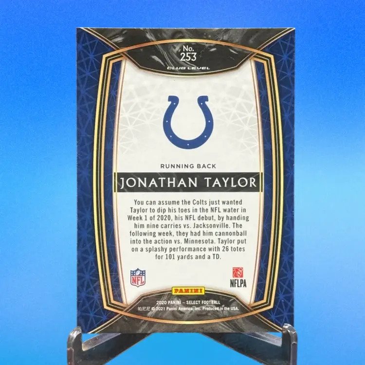 Jonathan Taylor 2020 Panini Select Club Level #253 Rookie RC Indianapolis Colts