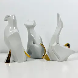 #02 Winners choice: Capodimonte Cat, Stork, Eagle w/22k gold 4.25in-4.5in x 2in