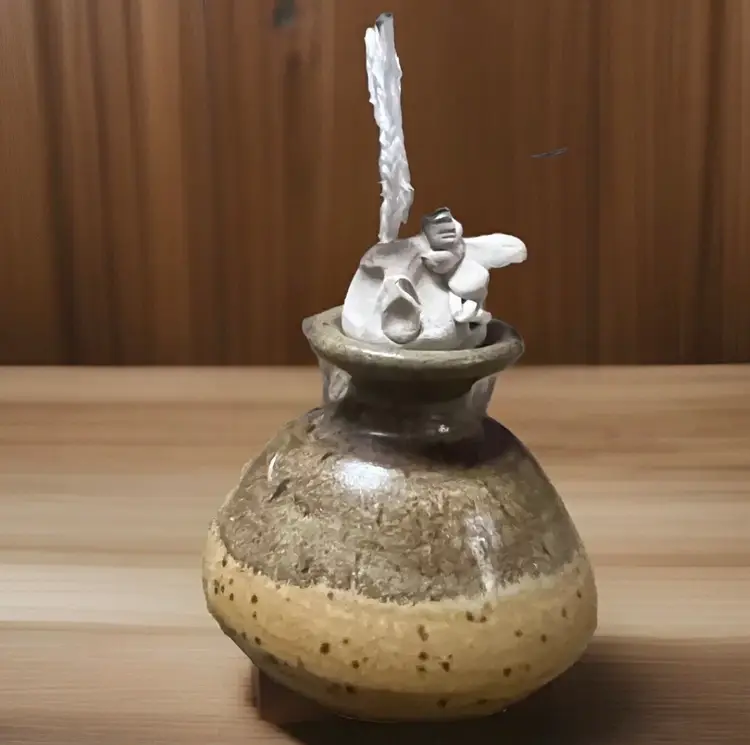 Beck Pottery Handcrafted Oil Lamp With Funny Face On Stopper