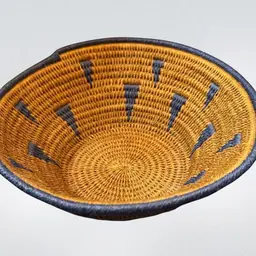 Handwoven Coiled Basket, 5 1/2" x 2", Geometric Design, Excellent condition