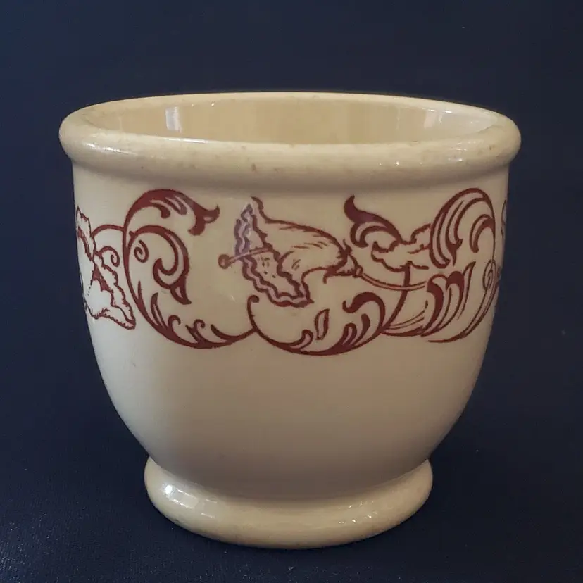 WALLACE CHINA Ramekin Custard Cup Brown Floral Stripe Restaurant Ware 2⅞" T