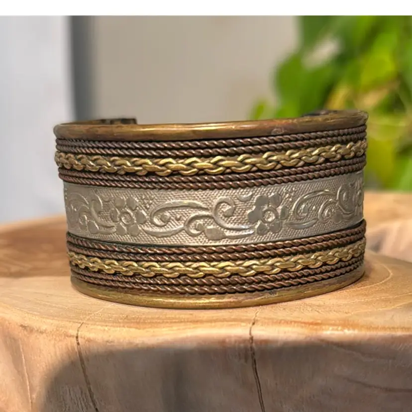 Brass And Mixed Metal Cuff Bracelet