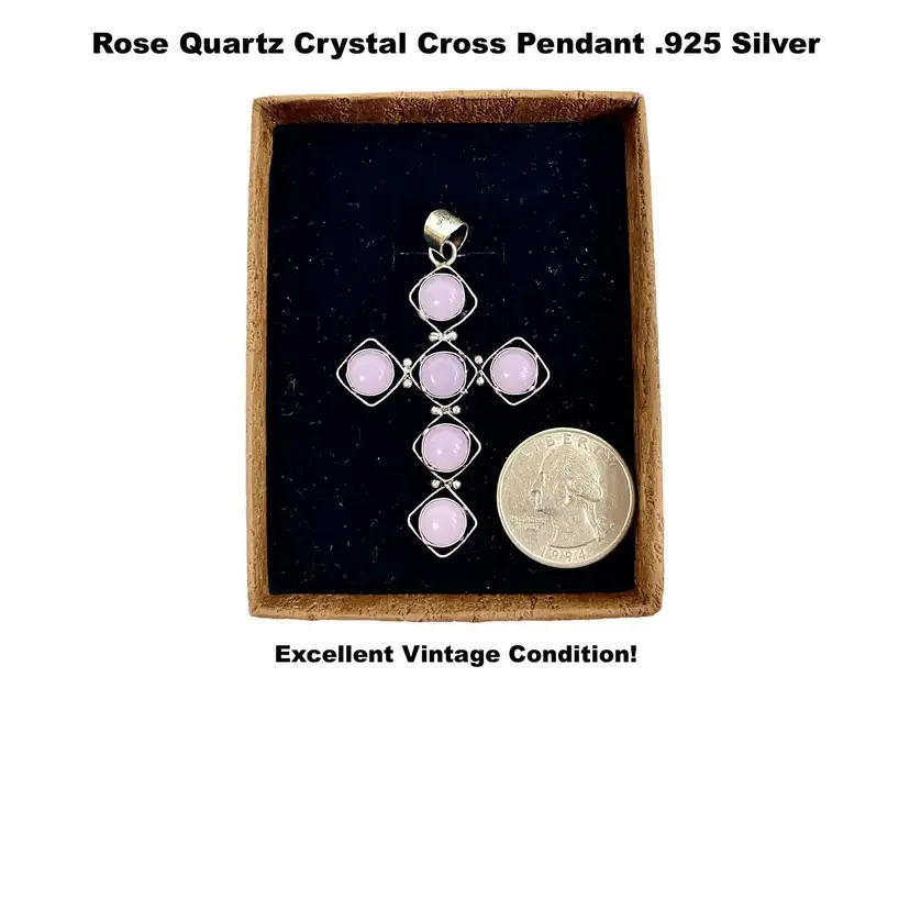 Sterling Silver and Rose Quartz Cross Pendant