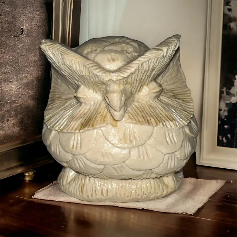Vintage Alabaster Carved Owl Figurine Stone Made in Mexico 2” Tall