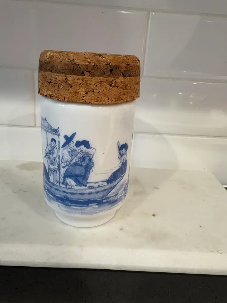 Vintage Ginger/ Apothecary Milk Glass Jar Made In Belgium