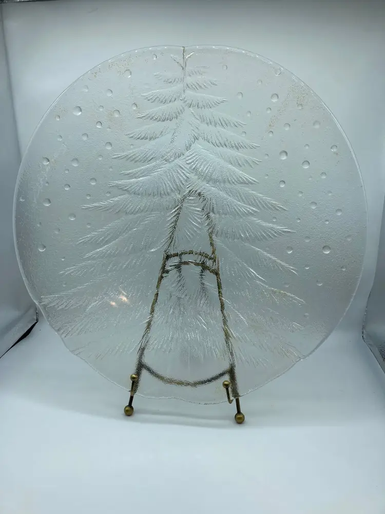 Vintage Mikasa Noel Frosted Hostess Platter Christmas Tree Snow Plate -S1