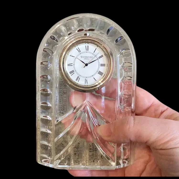 #01 Waterford Crystal Clock Needs Battery 5.5”x3.5”