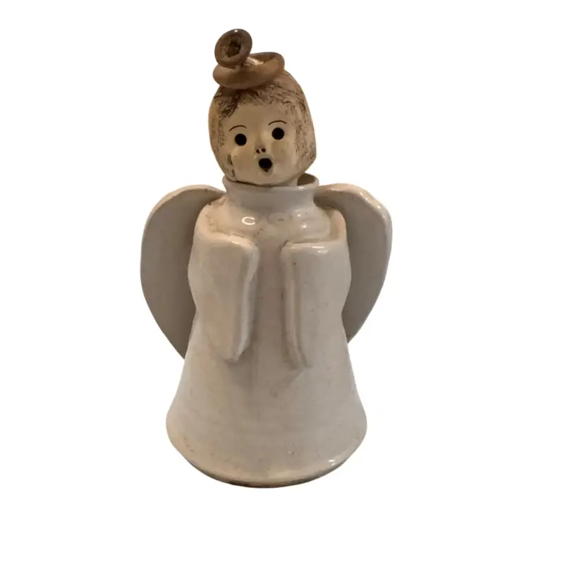 Signed Studio Pottery Angel Oil Lamp 6” Tall X 4.5” Across