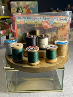 Sewing Thread Stand With Thread And Old Needle Packet