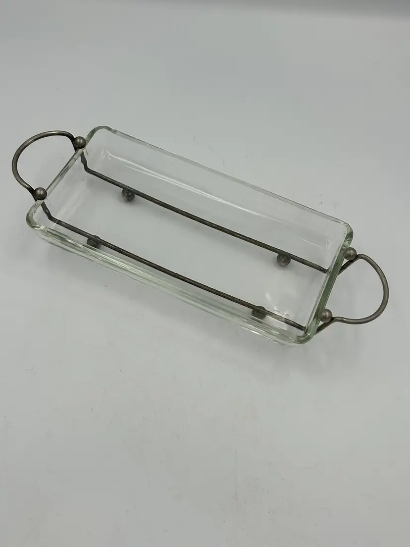 1970S International Silver Company, Glass And Footed Silver Plate Holder Cranberry Dish