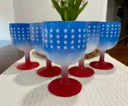 Vintage Bartlett Collins Patriotic Americana Goblets USA Stars & Stripes - x5