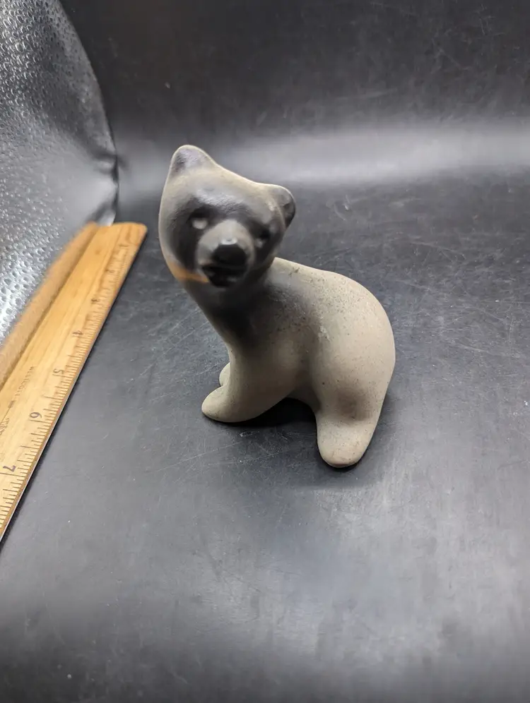 Vintage Pigeon Forge Pottery Tenn. Ceramic Bear Figurine Pottery Ombre Two Tone Black and Tan