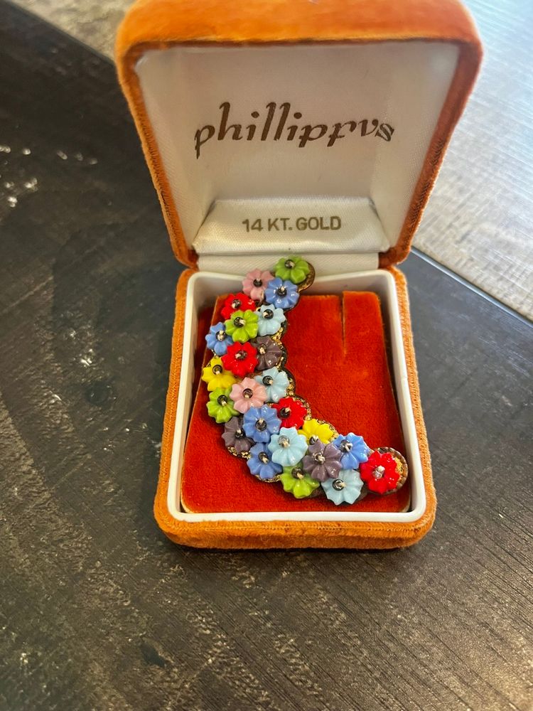 Vintage Miriam Haskell Multicolored Flower Brooch