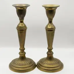 Vintage Brass Candlestick Holders, Elegant Home Decor Pair, By Brass Art Ware, Made in India