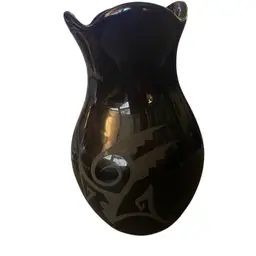 Julia Navajo, Black Ceramic Vase, Hand Made, Signed