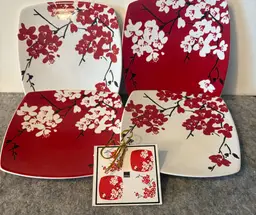 222 Fifth Mia Blossoms Appetizer Plates  6"x 6"  #3165
