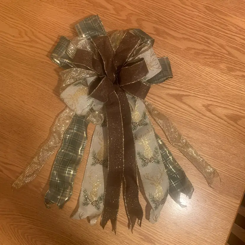 009 Christmas Bow Green Gold Brown
No