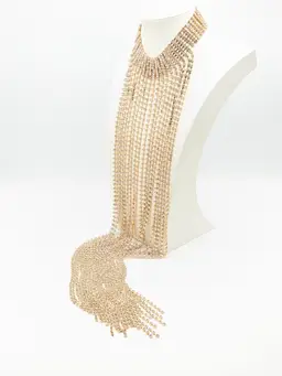 Jennifer & Company Gold Tone Statement Fringe Rhinestone Necklace NWT