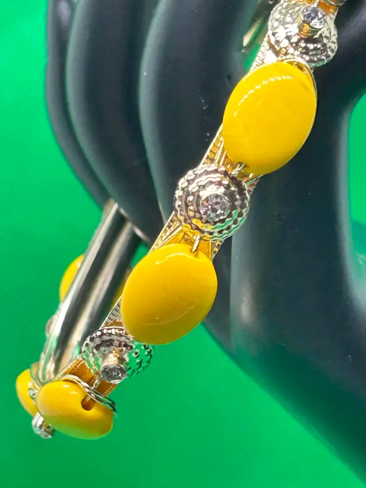 Vintage Yellow Beaded Bangle Bracelet